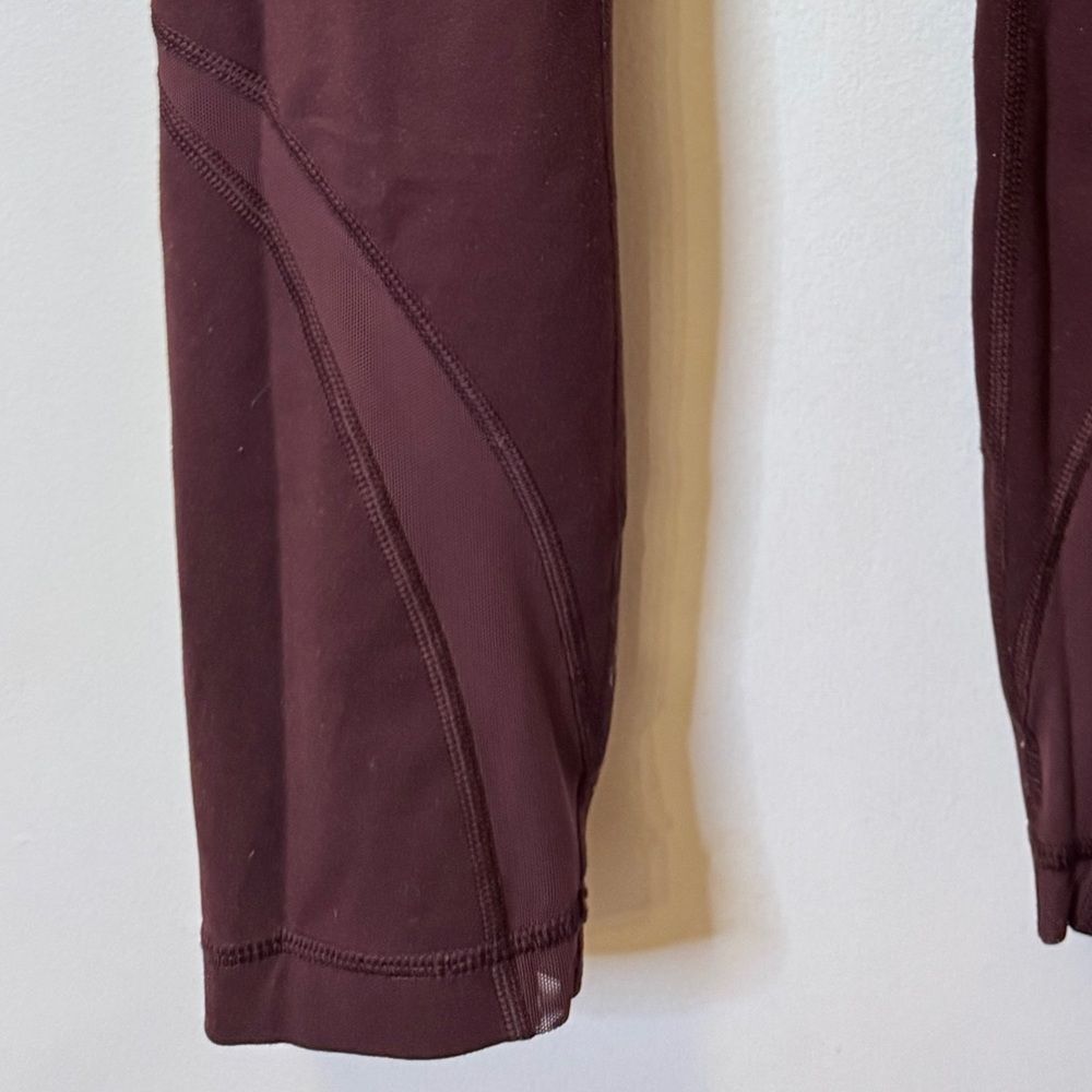 LULULEMON High Times Mesh Capri Leggings Burgundy Women’s Size 6 - Picture 6 of 7